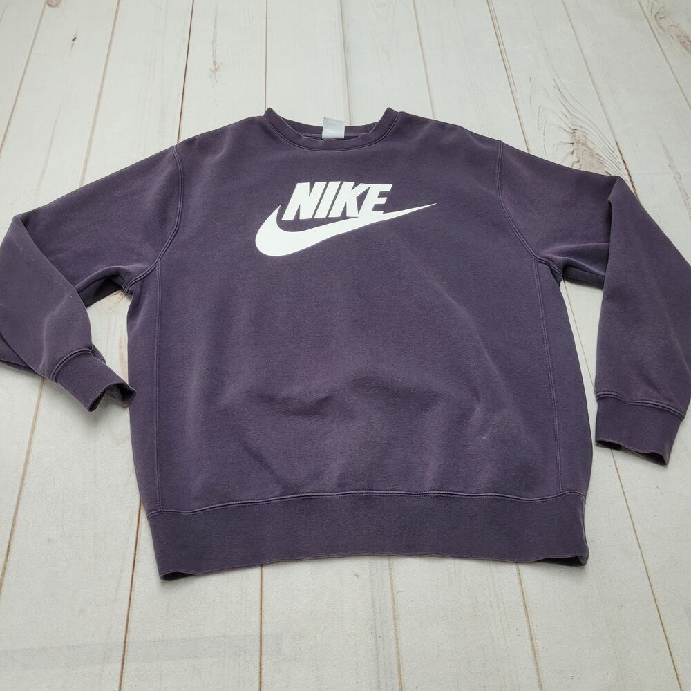 Nike Sportswear Club tech fleece crew pullover large logo purple medium